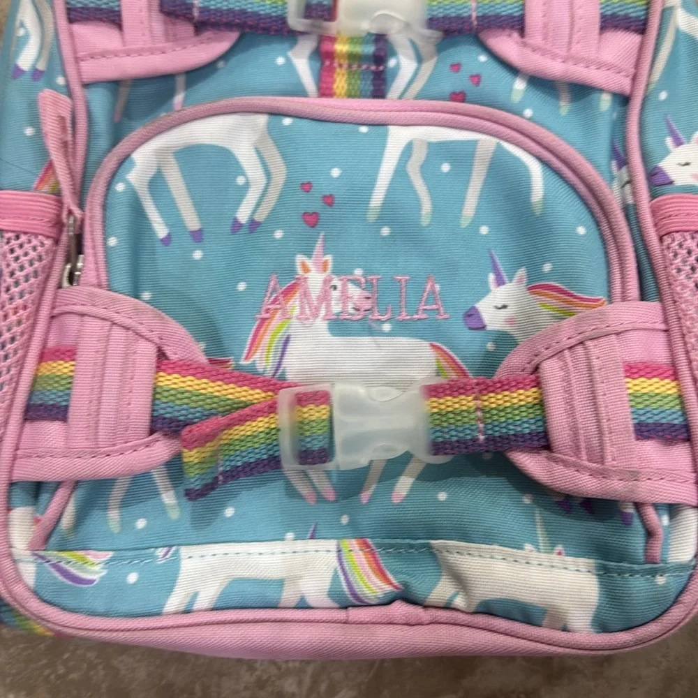 Pottery Barn‎ Kids Mackenzie Aqua Unicorn Parade mini Backpack.